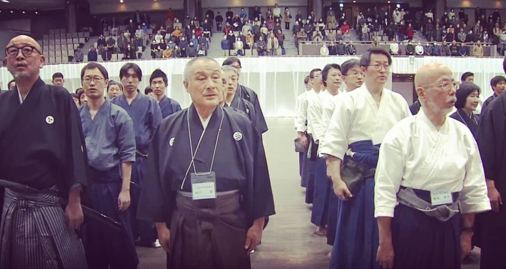 Kajitsuka Sensei at the Opening Ceremony of the 43rd All Japan Kobudo Demonstration in Tokyo.