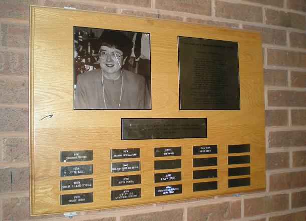 The Margaret Thompson Memorial Award plaque