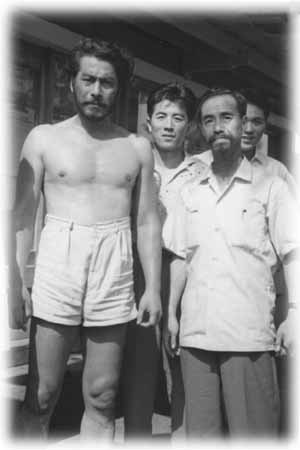Sugino Sensei and Mifune Toshiro in the old days, during filming